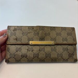 Gucci GG long‎ Brown Monogram Canvas Wallet